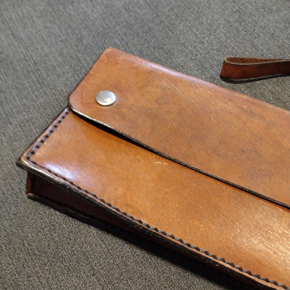 Classic Brown Leather Wristlet Clutch - Picture 2 of 11